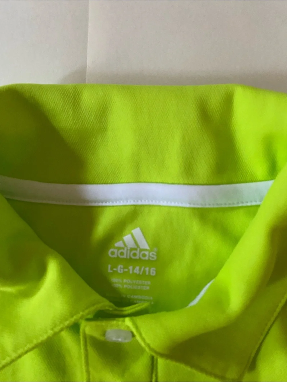adidas Neon Lime Short Sleeve Polo with White Stripes